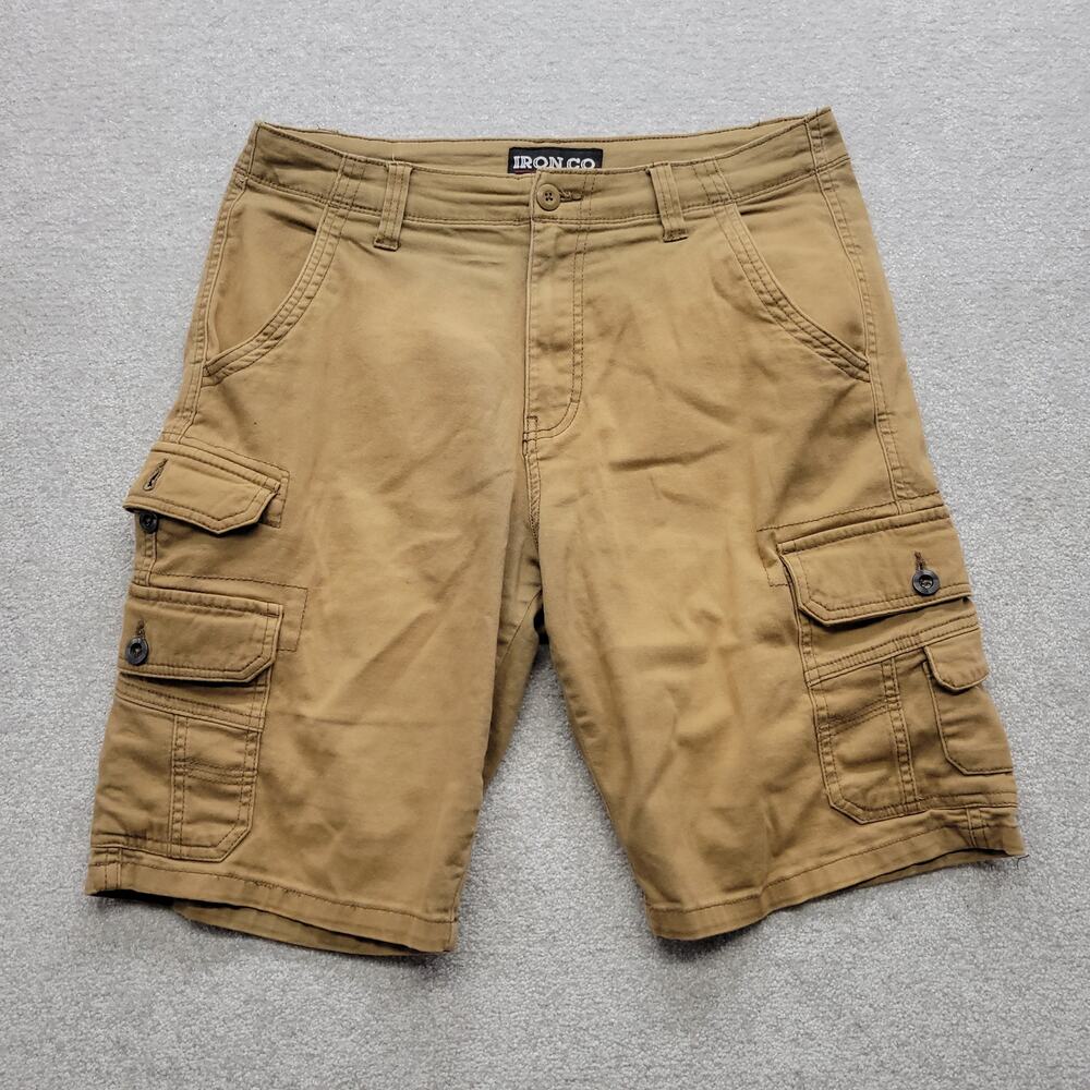 Iron Co Cargo Shorts Mens 31 Khaki Utility Military Work Outdoor Cotton
